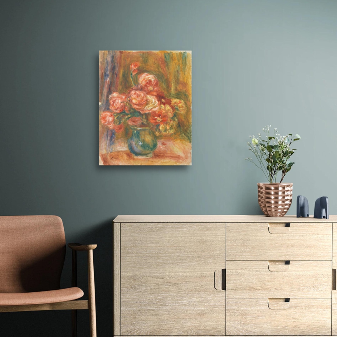 雷諾瓦〈裝著玫瑰的花瓶〉 | phootime 藝術微噴無框畫第一品牌