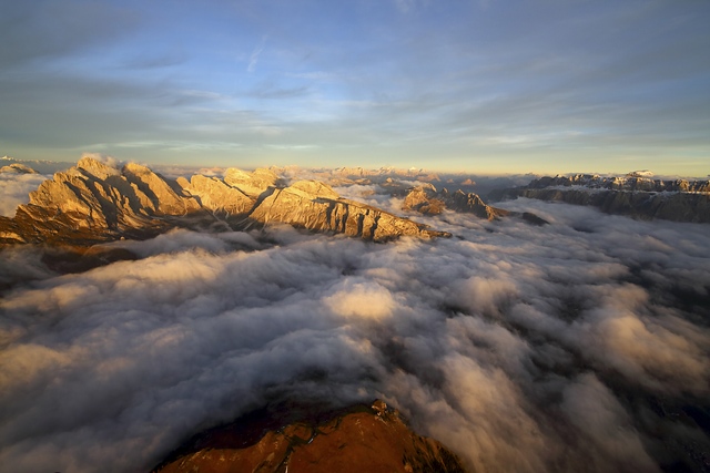 Aerial shot of Odle Dolomites