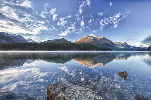 Sunrise from Sils Lake