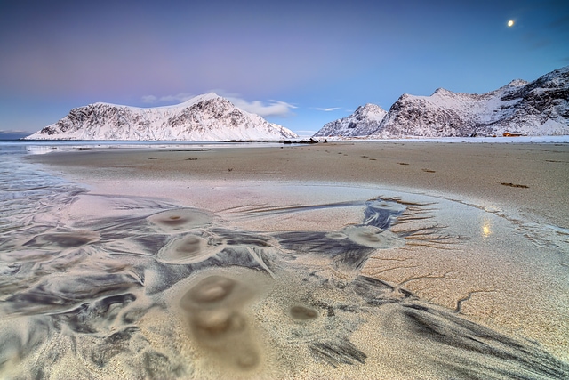 Moonlight Skagsanden beach Norway
