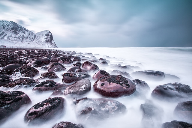 Unstad Beach in Lofoten Islands, Norway