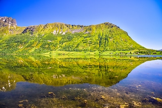 Beautiful mountain reflection in Norway