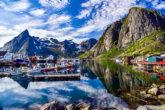 Beautiful mountain scene in Norway Reine