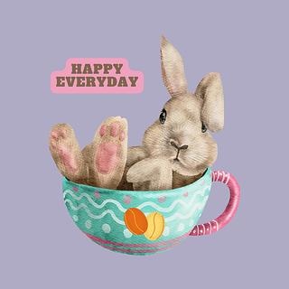 happy everyday coffee bunny