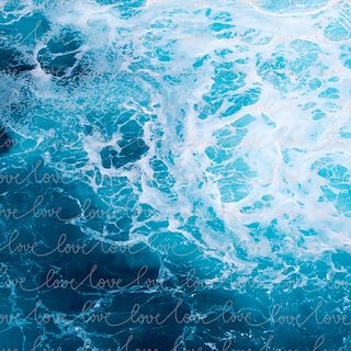blue ocean waves with love words
